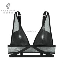 Venta caliente nuevo diseño de correa ancha hermosas mujeres atractivas inalámbricas U plunge shinny mesh design bra